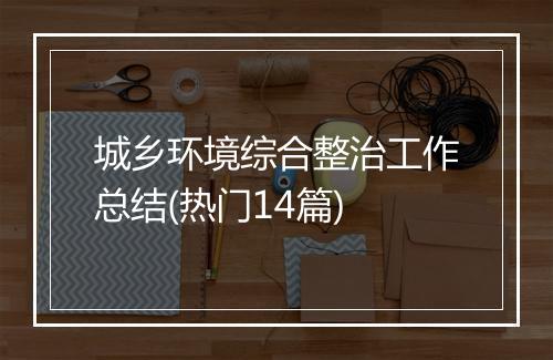城乡环境综合整治工作总结(热门14篇)