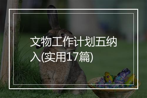 文物工作计划五纳入(实用17篇)