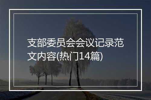 支部委员会会议记录范文内容(热门14篇)