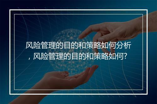 风险管理的目的和策略如何分析，风险管理的目的和策略如何?