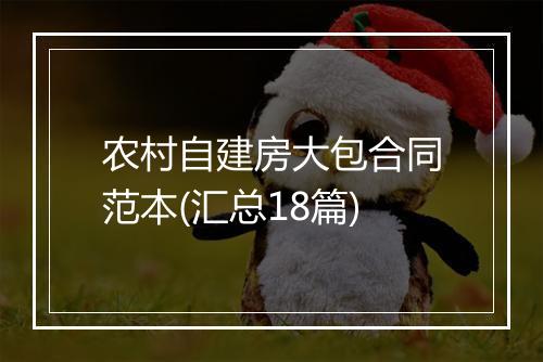 农村自建房大包合同范本(汇总18篇)