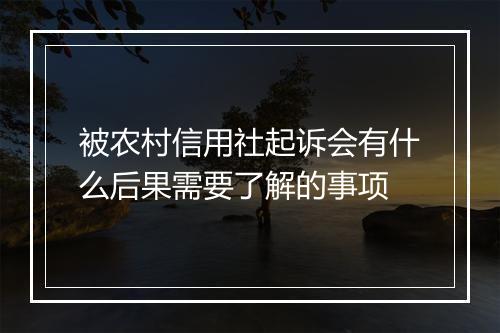 被农村信用社起诉会有什么后果需要了解的事项