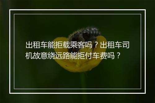 出租车能拒载乘客吗？出租车司机故意绕远路能拒付车费吗？
