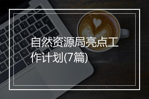 自然资源局亮点工作计划(7篇)