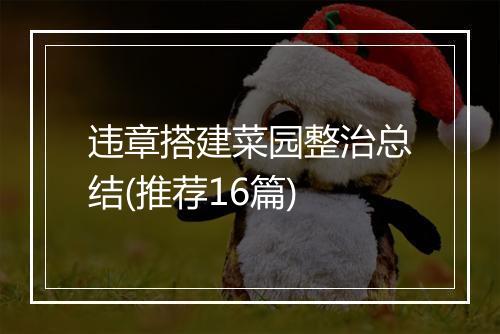 违章搭建菜园整治总结(推荐16篇)