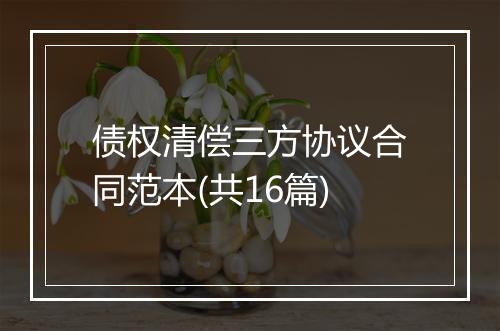 债权清偿三方协议合同范本(共16篇)