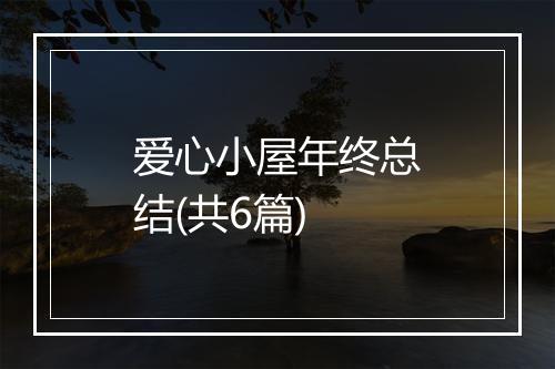 爱心小屋年终总结(共6篇)