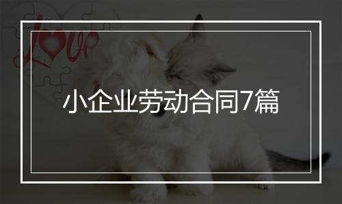 小企业劳动合同7篇