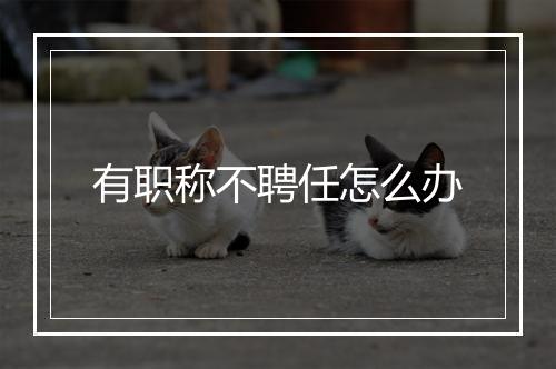 有职称不聘任怎么办