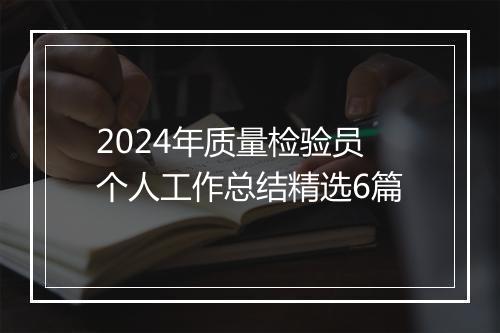 2024年质量检验员个人工作总结精选6篇