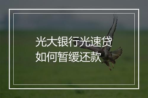 光大银行光速贷如何暂缓还款