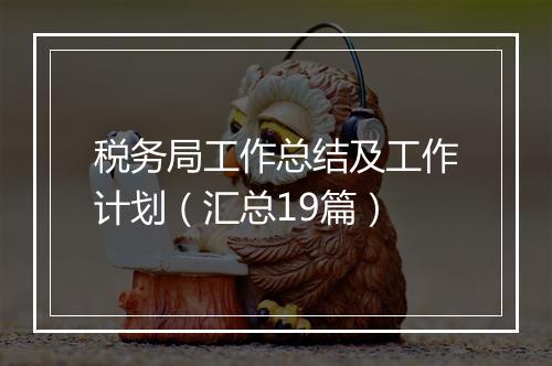 税务局工作总结及工作计划（汇总19篇）