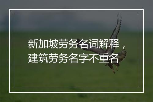 新加坡劳务名词解释，建筑劳务名字不重名