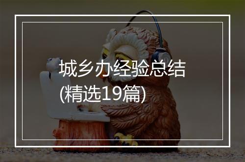 城乡办经验总结(精选19篇)