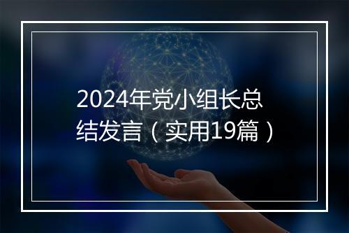 2024年党小组长总结发言（实用19篇）