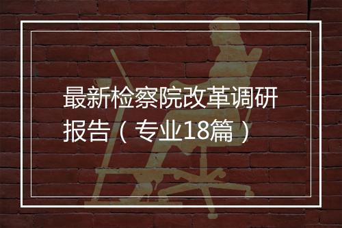 最新检察院改革调研报告（专业18篇）