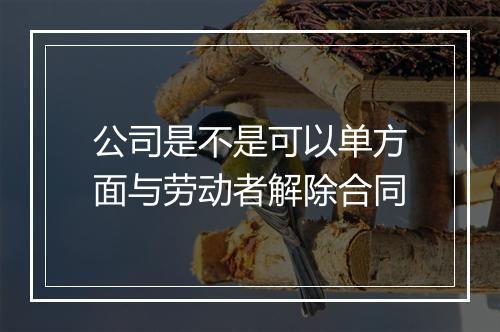 公司是不是可以单方面与劳动者解除合同