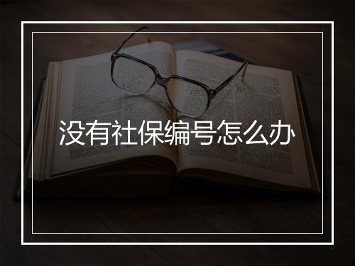 没有社保编号怎么办