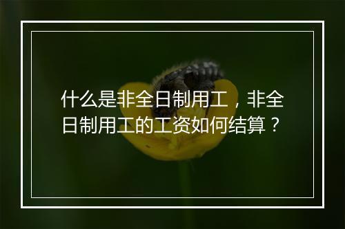 什么是非全日制用工，非全日制用工的工资如何结算？