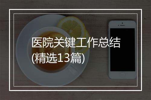 医院关键工作总结(精选13篇)