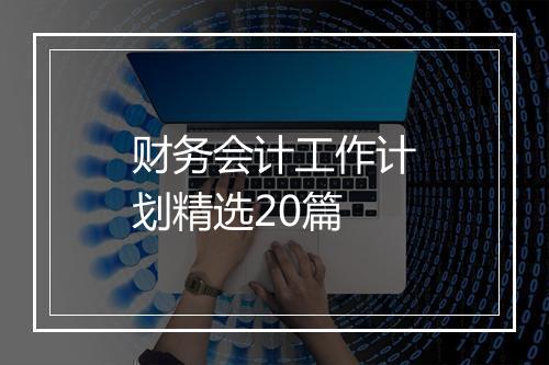 财务会计工作计划精选20篇