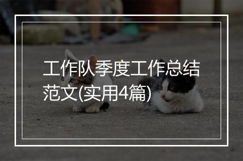 工作队季度工作总结范文(实用4篇)