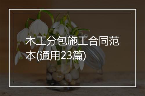 木工分包施工合同范本(通用23篇)