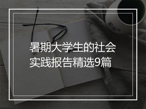 暑期大学生的社会实践报告精选9篇