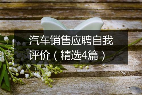 汽车销售应聘自我评价（精选4篇）