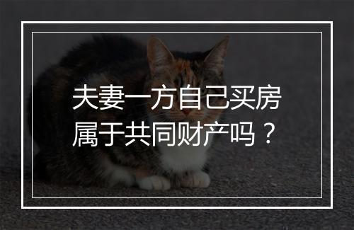 夫妻一方自己买房属于共同财产吗？