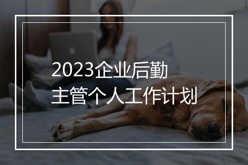 2023企业后勤主管个人工作计划