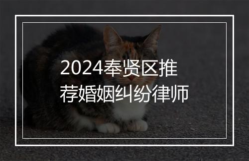 2024奉贤区推荐婚姻纠纷律师