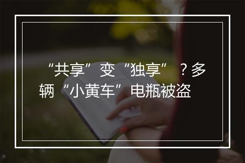 “共享”变“独享”？多辆“小黄车”电瓶被盗