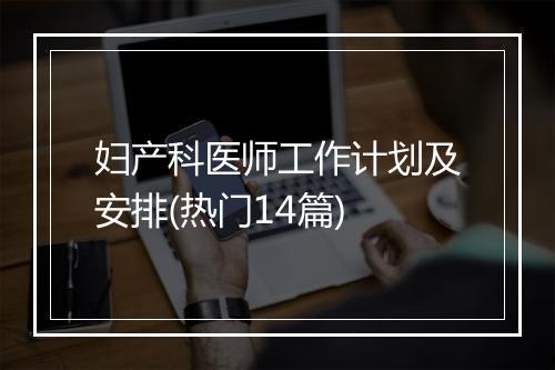 妇产科医师工作计划及安排(热门14篇)