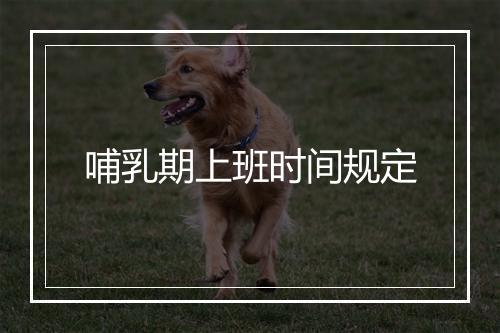 哺乳期上班时间规定