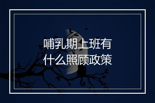 哺乳期上班有什么照顾政策