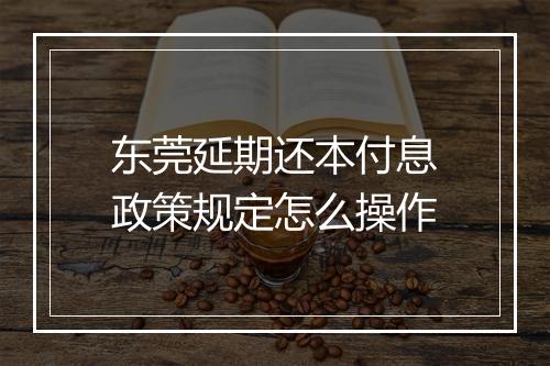 东莞延期还本付息政策规定怎么操作