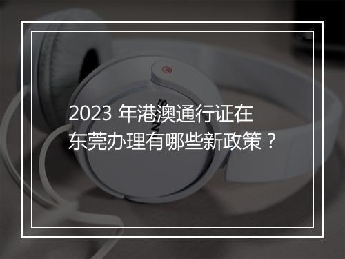 2023 年港澳通行证在东莞办理有哪些新政策？