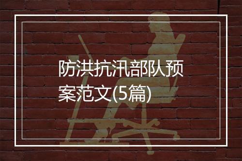 防洪抗汛部队预案范文(5篇)