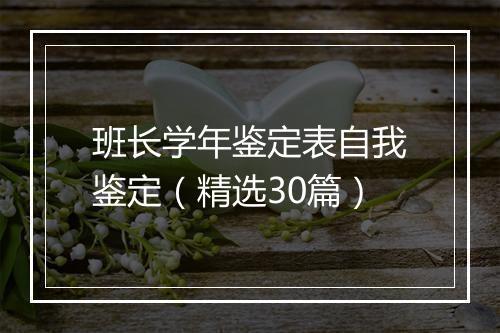 班长学年鉴定表自我鉴定（精选30篇）
