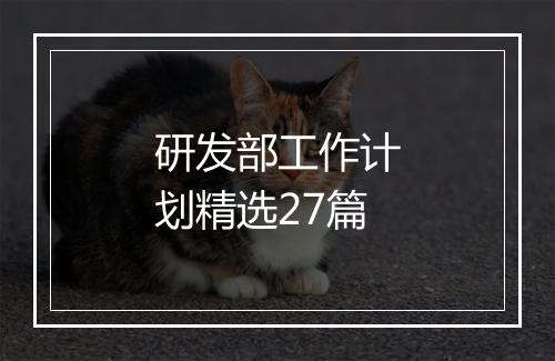 研发部工作计划精选27篇