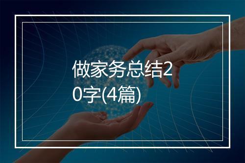 做家务总结20字(4篇)