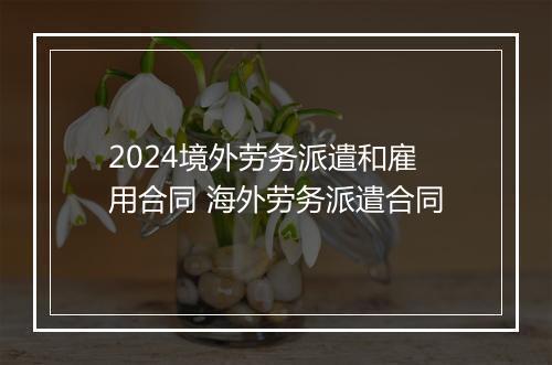 2024境外劳务派遣和雇用合同 海外劳务派遣合同