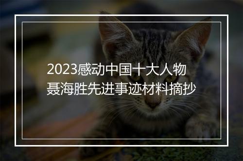 2023感动中国十大人物聂海胜先进事迹材料摘抄