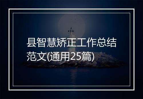 县智慧矫正工作总结范文(通用25篇)