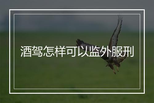 酒驾怎样可以监外服刑