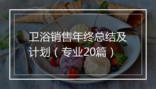 卫浴销售年终总结及计划（专业20篇）
