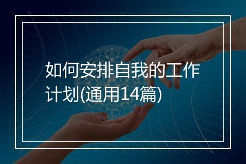 如何安排自我的工作计划(通用14篇)
