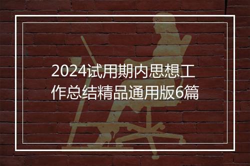 2024试用期内思想工作总结精品通用版6篇