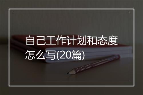自己工作计划和态度怎么写(20篇)